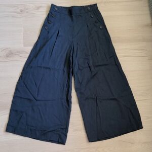 Wide-Leg Navy Trousers